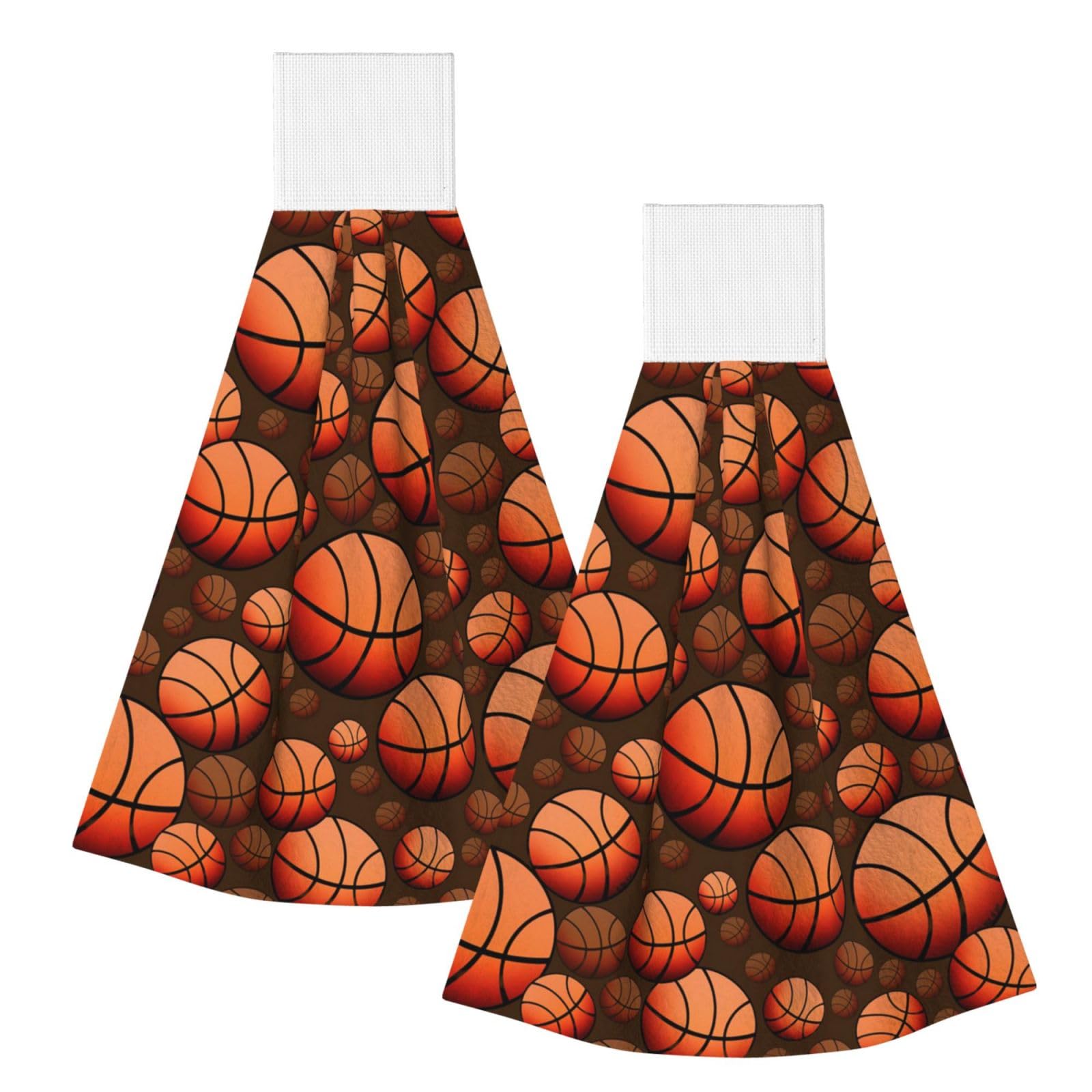 DOPKLNA Basketball, 2 Pcs Hanging Coral Fiber Hand Towels for Bathroom, Absorbent Kitchen Towels