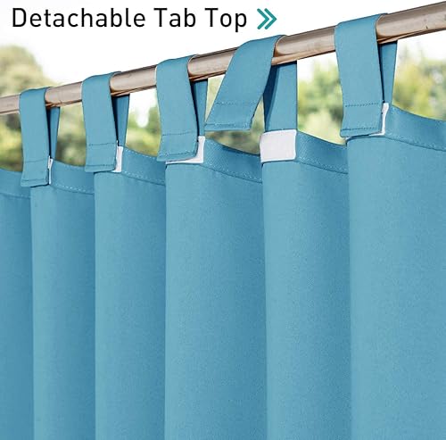 Miniatura 3 de NICETOWN 2 cortinas gruesas de privacidad para exteriores, para patio, tratamiento de ventanas impermeables, desmontables, pestañas adhesivas,