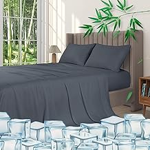 UDEAL Bamboo Sheets King Cooling Bed Sheets Set, 100% Bamboo Viscose Sheets Deep Pocket UP to 17", Silky Soft Luxury Breathable Temperature Regulating Sheets 400 Thread Count, Dark Grey-4Pc