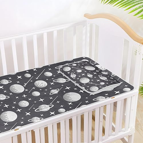 Miniatura 8 de Space Planets - Protector de colchón para cuna, protector de colchón transpirable para niños pequeños con funda de almohada para cuna