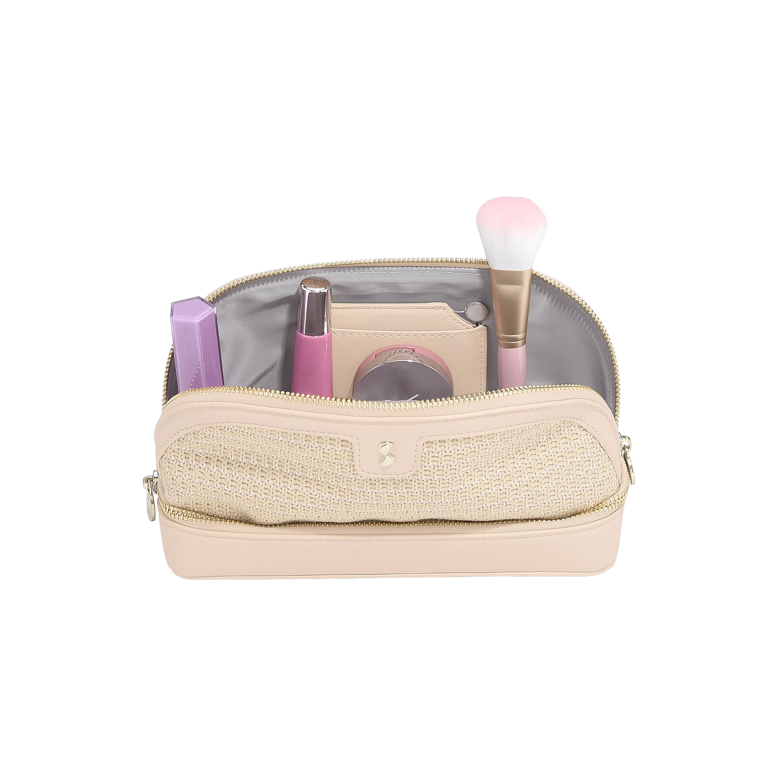 Trousse à maquillage en raphia blush Stackers pour cosmétiques