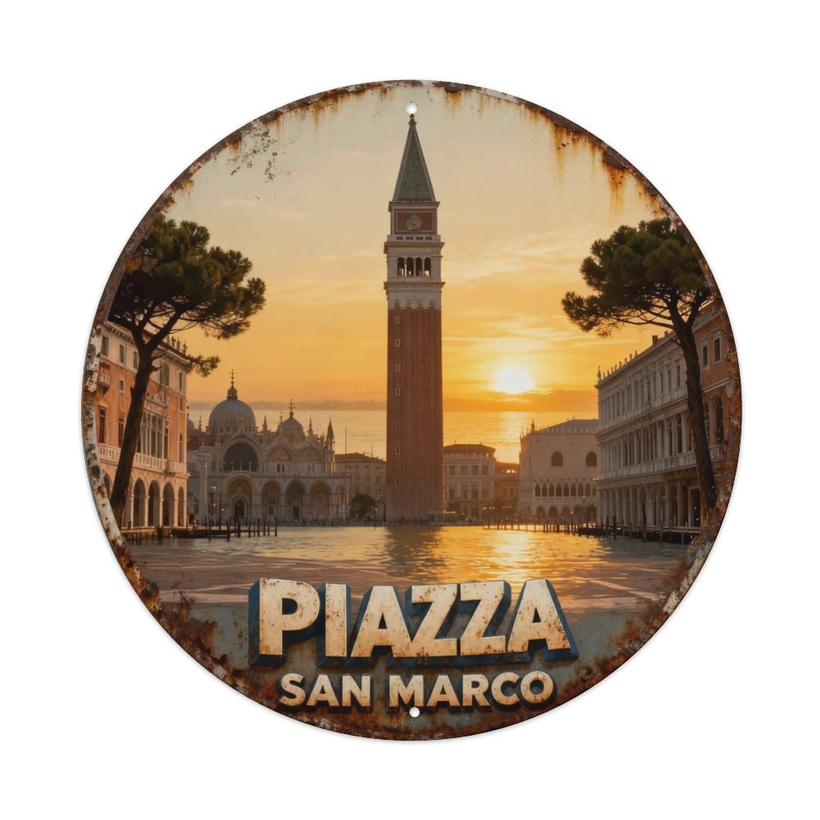 Piazza San Marco Venice Italy Travel Metal Tin Sign Plaque