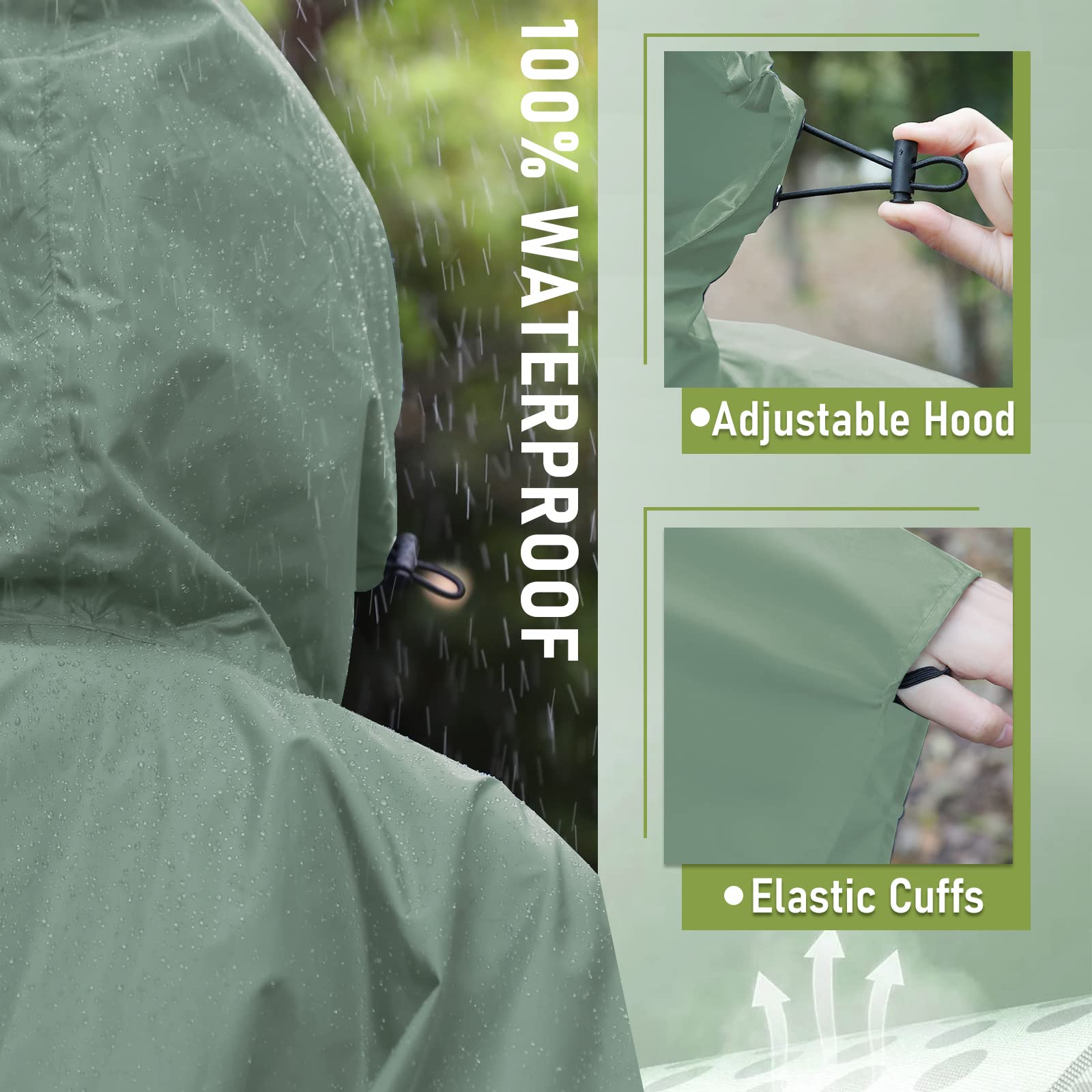 Imperméable Poncho avec Capuche Zip pour Adulte