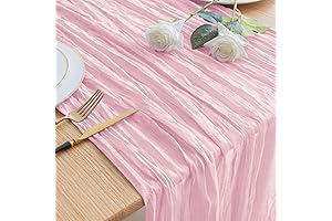 Asee'm Table Runner Cheesecloth 10FT: Elevate Your Table Decor with Exquisite Pink Charm