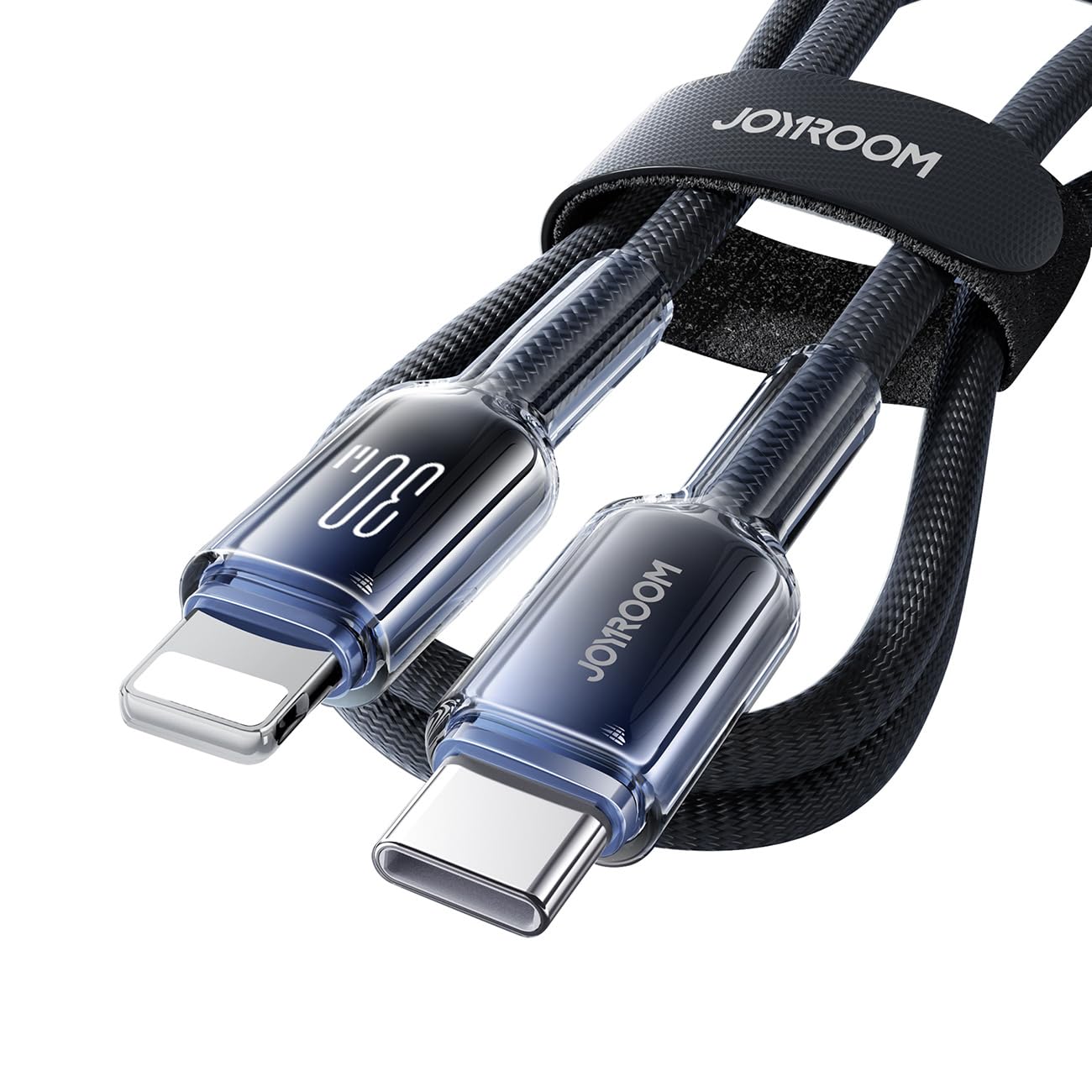 Cavo Joyroom S-A42 Crystal-Clear USB-C A Lightning 30W – Ricarica Rapida 1,2 M, Intrecciato Nylon Bianco
