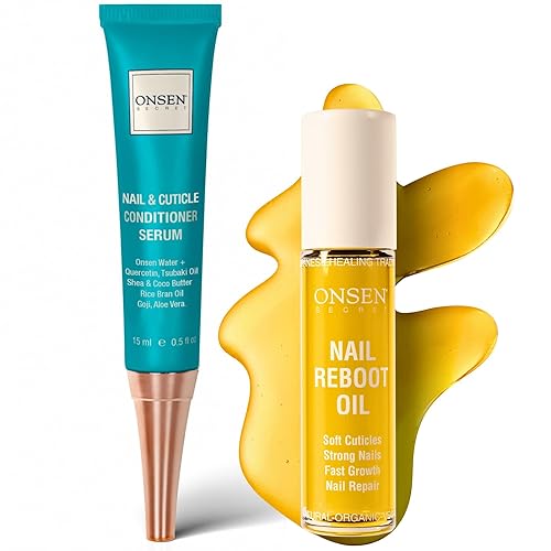 Onsen Secret Nail Reboot Duo - Tratamiento para uñas dañadas - Cuidado natural de uñas y reparación de cutículas - Resultados visibles para uñas