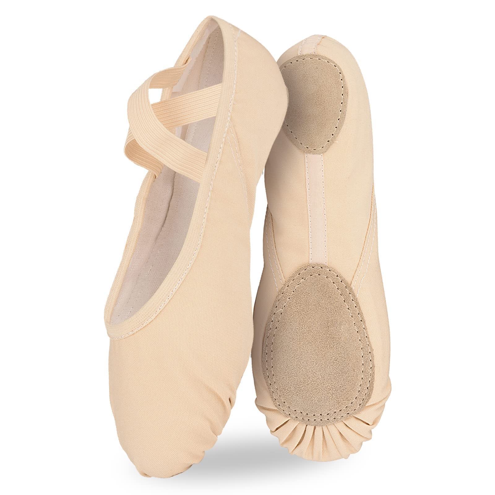 Zapatillas de Ballet Niña Suela Partida Cuero Punteras Gimnasia Ritmica Tallas 21-44 EU