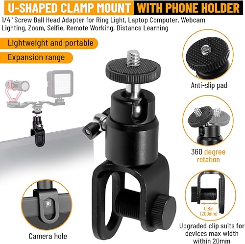 Miniatura 6 de MeeA Abrazaderas multifuncionales para soportes de poste, bicicleta y escritorio con rosca de 14 (incluye 3 tipos de abrazaderas para tableta y