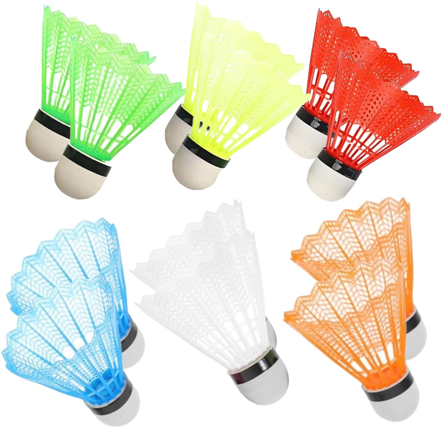 Volantes de Bádminton de plástico 12 piezas,Plumillas para Interior y Exterior - Ideal para Entrenamiento Competición y Juego Familiar,Alta Estabilidad y Durabilidad