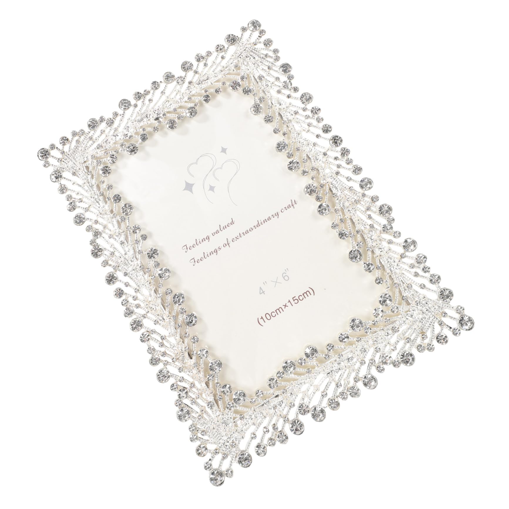 Abaodam Dekorativer Fotorahmen aus Zinklegierung und Glas mit Strass | Tischdeko für Büro und Schlafzimmer, Einzigartiges Design, Chic und Elegant