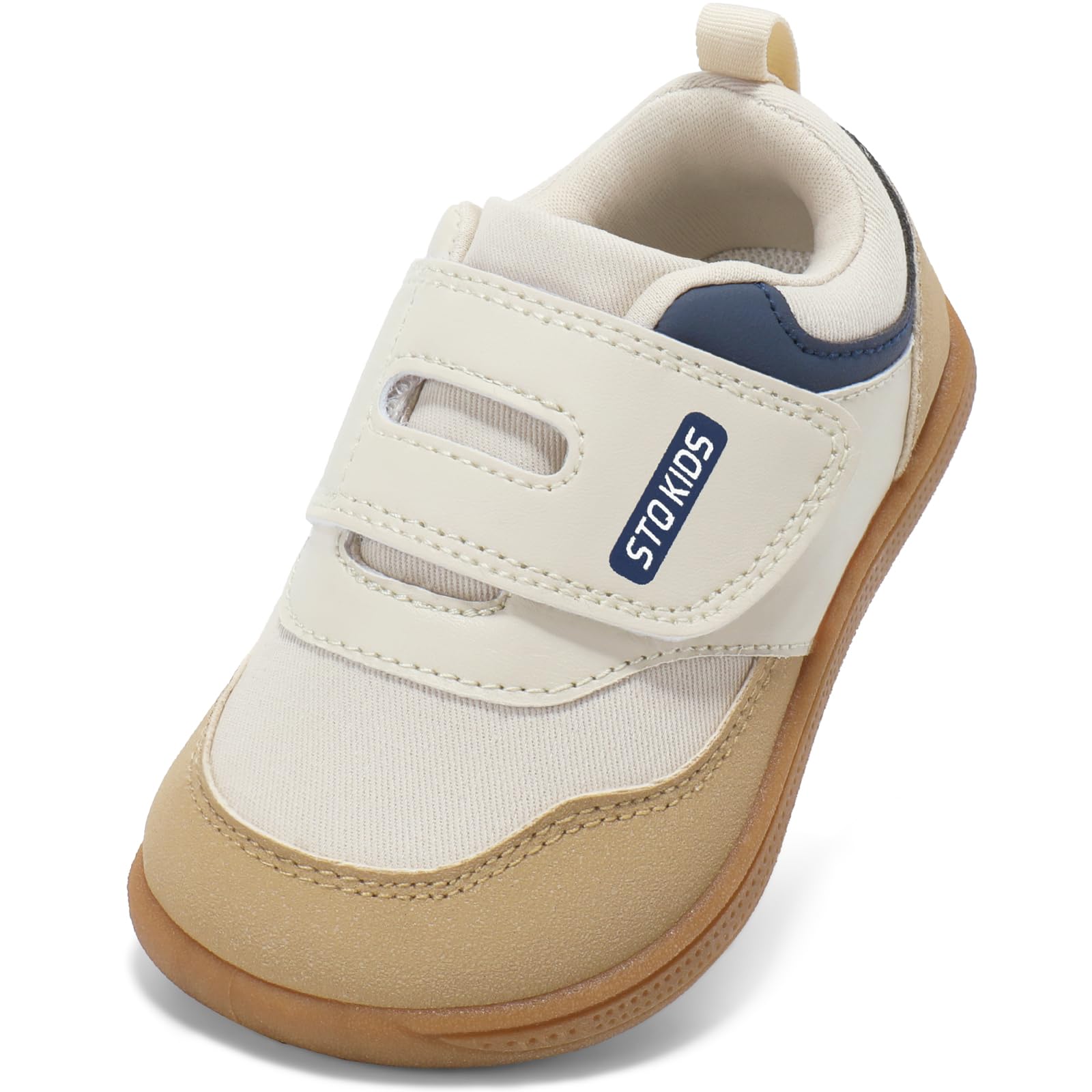 STQ KIDS Toddler Wide Toe Box Shoes Barefoot Boys Girls Fashion Sneakers | PVC non-slip outsole, Hook-and-loop strap, Breathable PU upper, Zero-drop flexible sole, Healthy foot development
