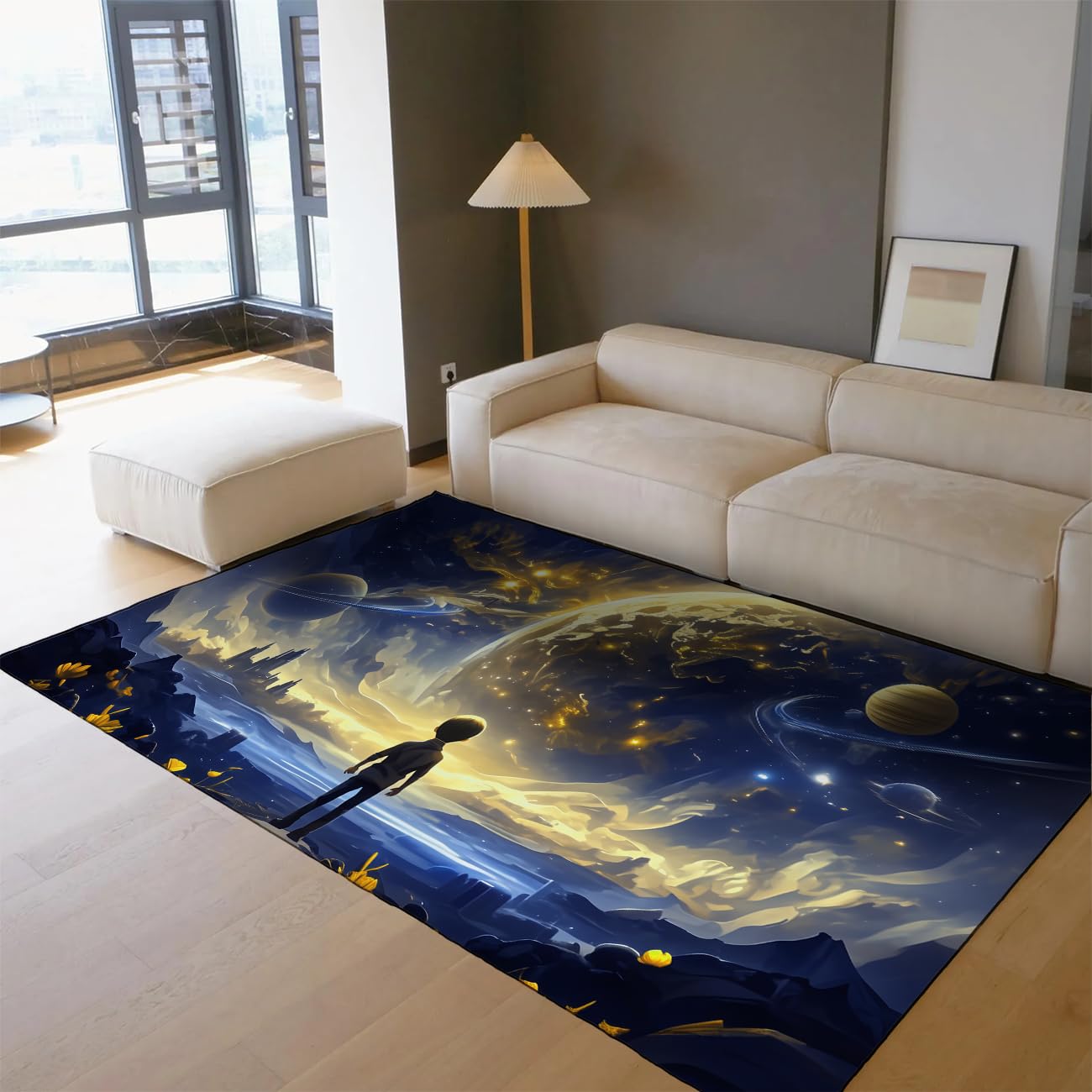 Carpette planète espace fantastique pour décorer la salle de jeu