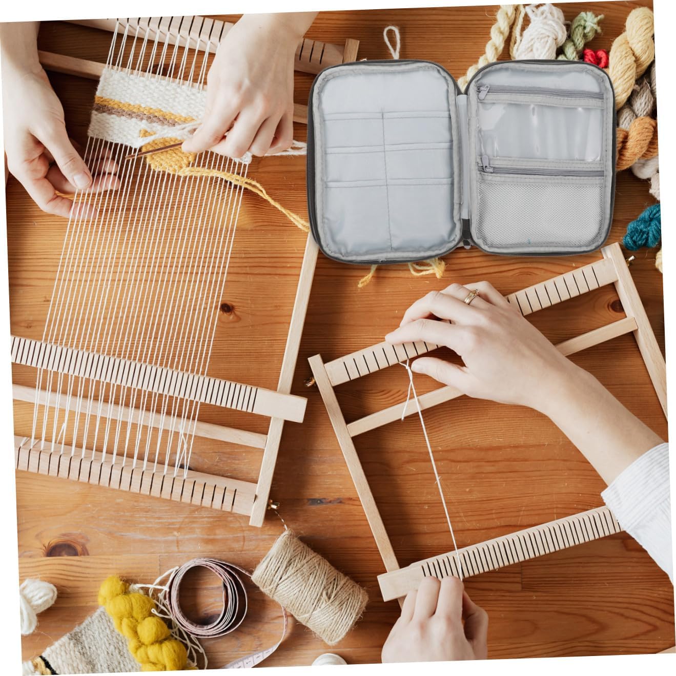 NUOBESTY Large Capacity Oxford Cloth Sweater Tube Needle Case for Knitting Accessories Portable Wire Loop Needle Bag for Organizing Crochet and Knitting Tools for Home and Travel