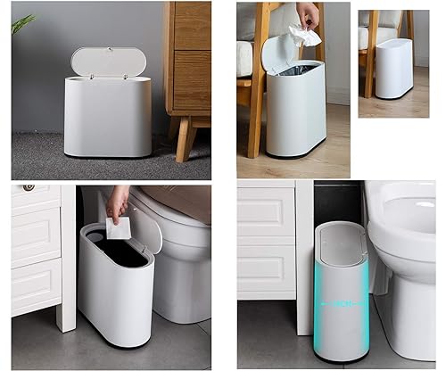 Miniatura 4 de KLGO Bote de basura de plástico delgado de 10 litros con tapa canasta de basura de doble barril de 24 galones contenedor de basura rectangular para