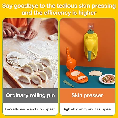 Miniatura 4 de Máquina de dumpling 2 en 1 para hacer dumpling de dumpling Skin Artifact Kitchen Dumpling Skin Maker Tool DIY Manual Dumpling Moldes naranja
