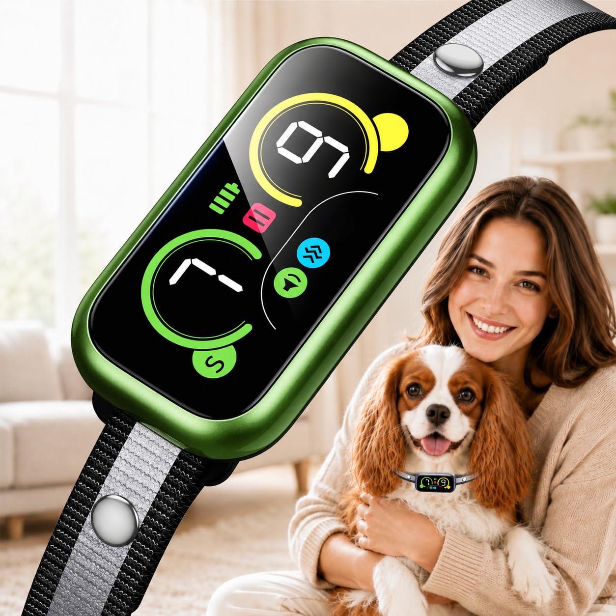 Collare intelligente per abbaiare per cani con rilevamento avanzato dell'abbaio, dispositivi anti abbaio con 4 modalità regolabili e 7 sensibilità, collare ricaricabile per cani di taglia piccola