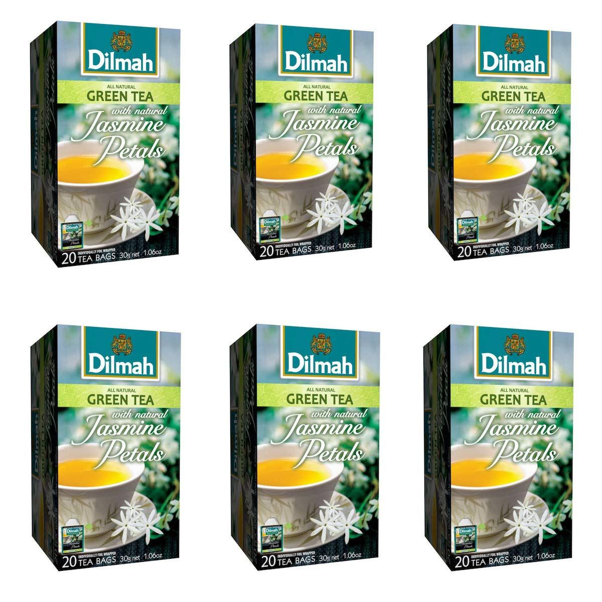 Buy Dilmah Green Tea with Natural Jasmine Petals 20 Tea Bags X 6 Pack