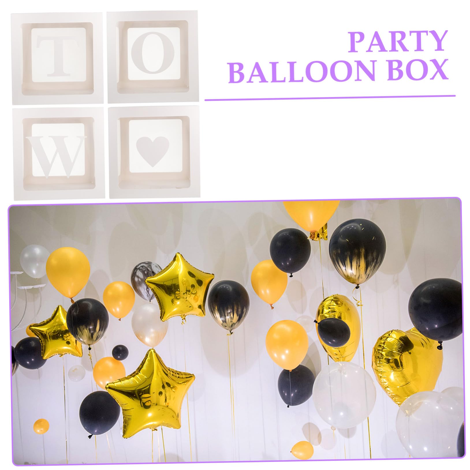 NOLITOY Geburtstags Ballonbox Satz Transparent Weiß mit Buchstaben Deko für Babyparty Partydeko