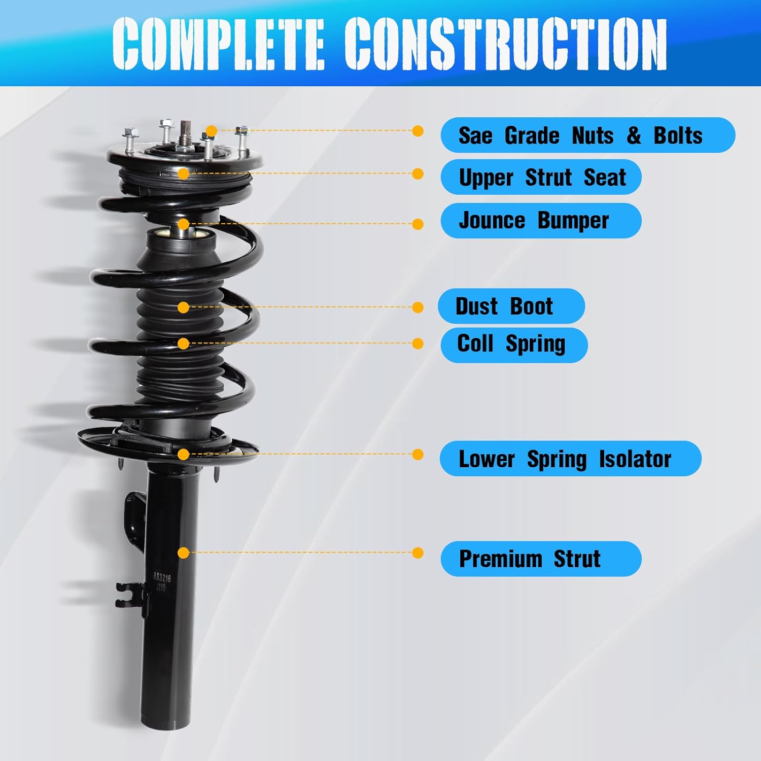 TRIBLE SIX Front Struts w/Coil Spring Shock Absorbers Replacement for 2010 2011 2012 Ford Taurus Limited SE 2010 2011 Taurus SEL 3.5L V6 11545 11546 Set of 2