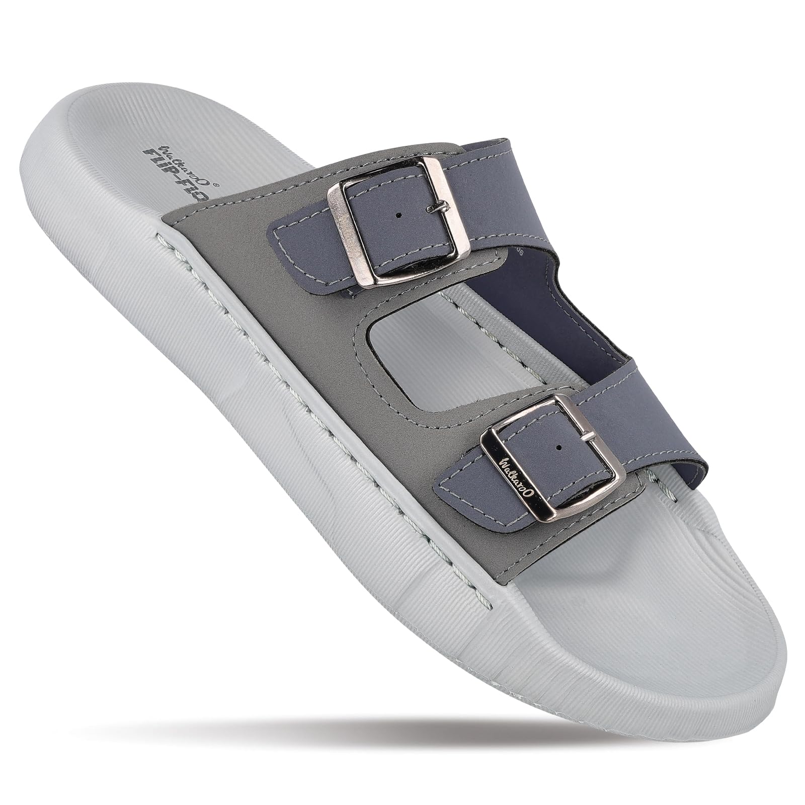 WALKAROO Men's Fashion Sandals with Cushion Sole Light Grey Navy Blue - Image 1