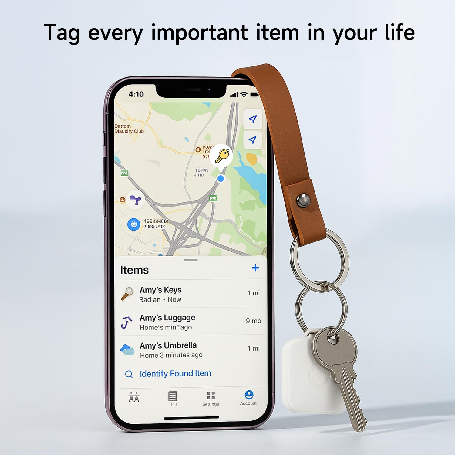 Smart Tags Lot de 2 traceurs compatibles avec Apple Find My (iOS 14.6 et versions ultérieures), localisateur de clés et localisateur d'articles pour sac à dos, valises, animaux de compagnie