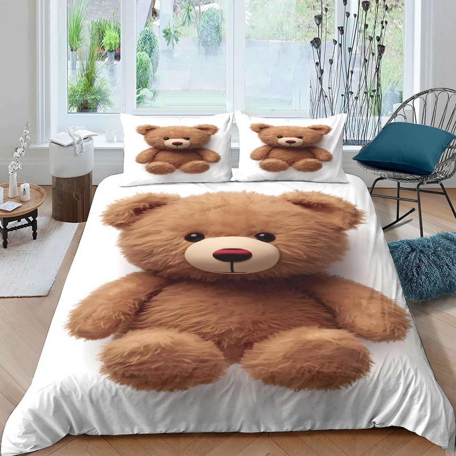 Ctjqhvkz Style-10 3D Printed Brown Teddy Bear Fitted Sheet Microfiber Soft Breathable Cartoon Plush Toy Mattress Cover For Bedroom Dorm Decor Single（135X200cm）