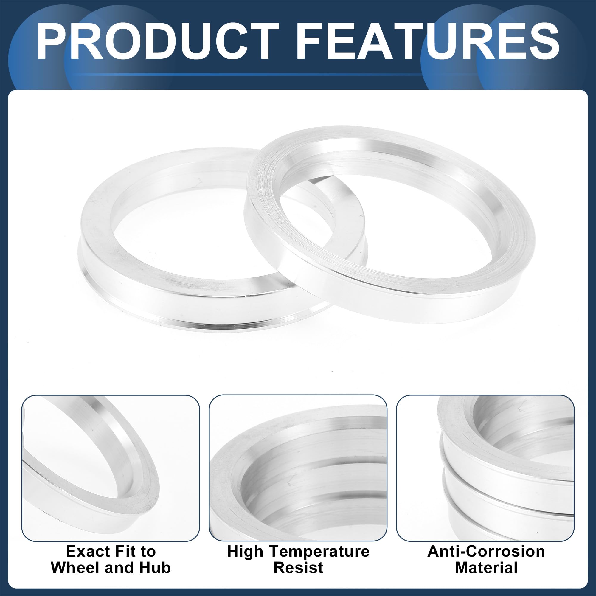 Bagues Centriques Moyeu Roue OD 76,1mm / ID 71,6mm - Lot De 4 En Alliage Aluminium - Élimine Les Vibrations Voiture