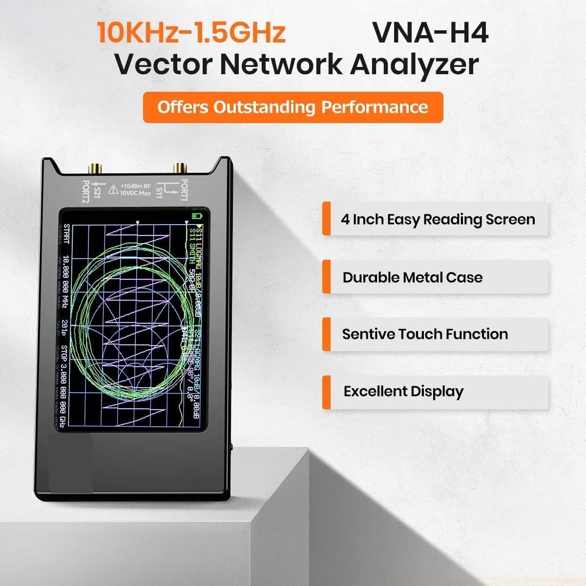 VNA-H4 4インチ ベクトル ネットワーク アナライザー 10k-1.5GHz HF VHF UHF アンテナ アナライザー バ