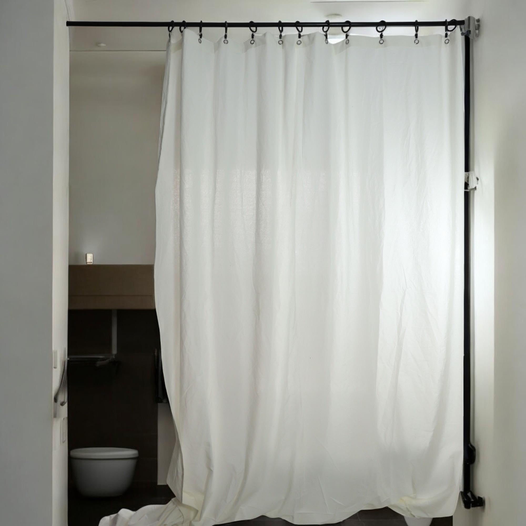 Bardzo długa zasłona prysznicowa w kolorze kości słoniowej, wodoodporna i tkanina, idealna do wanny i kabiny prysznicowej 270 x 220 cm (szerokość x wysokość)