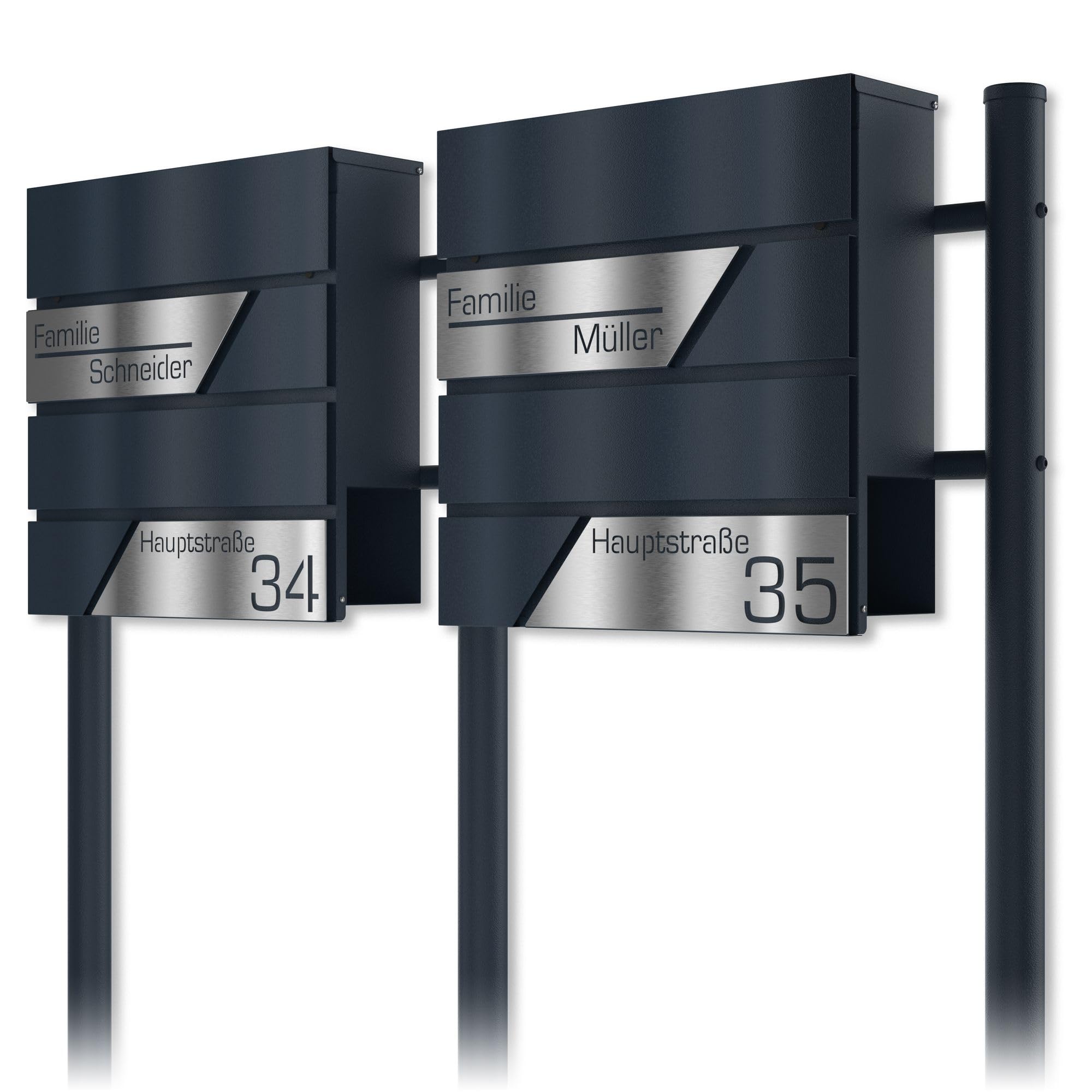 Boîte aux lettres double sur pied en gris anthracite pour l'entrée de votre maison