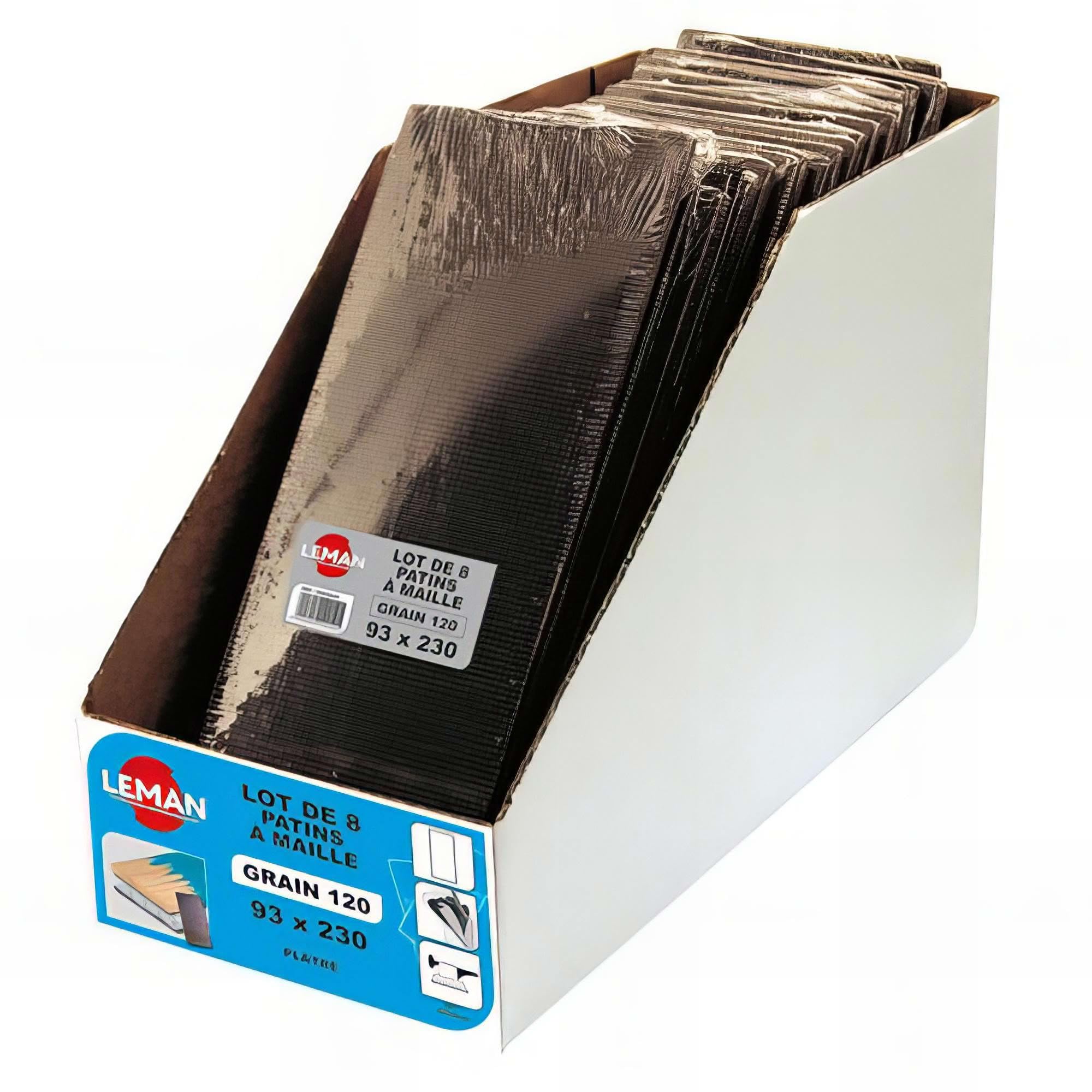 Leman - 15 lots de 8 patins à maille fixation par pince semi vrac - 115 x 280 mm Gr. 120-8 trous pour bois - 115280.8