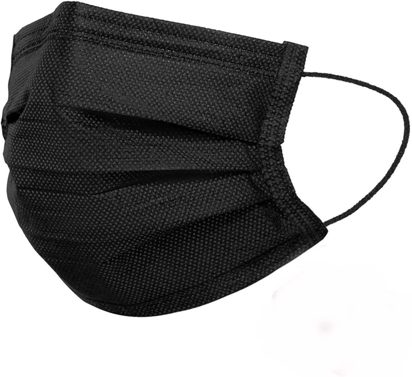 Inscape Data 100 pcs Disposable Face Masks 3 Ply Breathable Face Masks Comfortable Elastic Ear LoopX1,Black