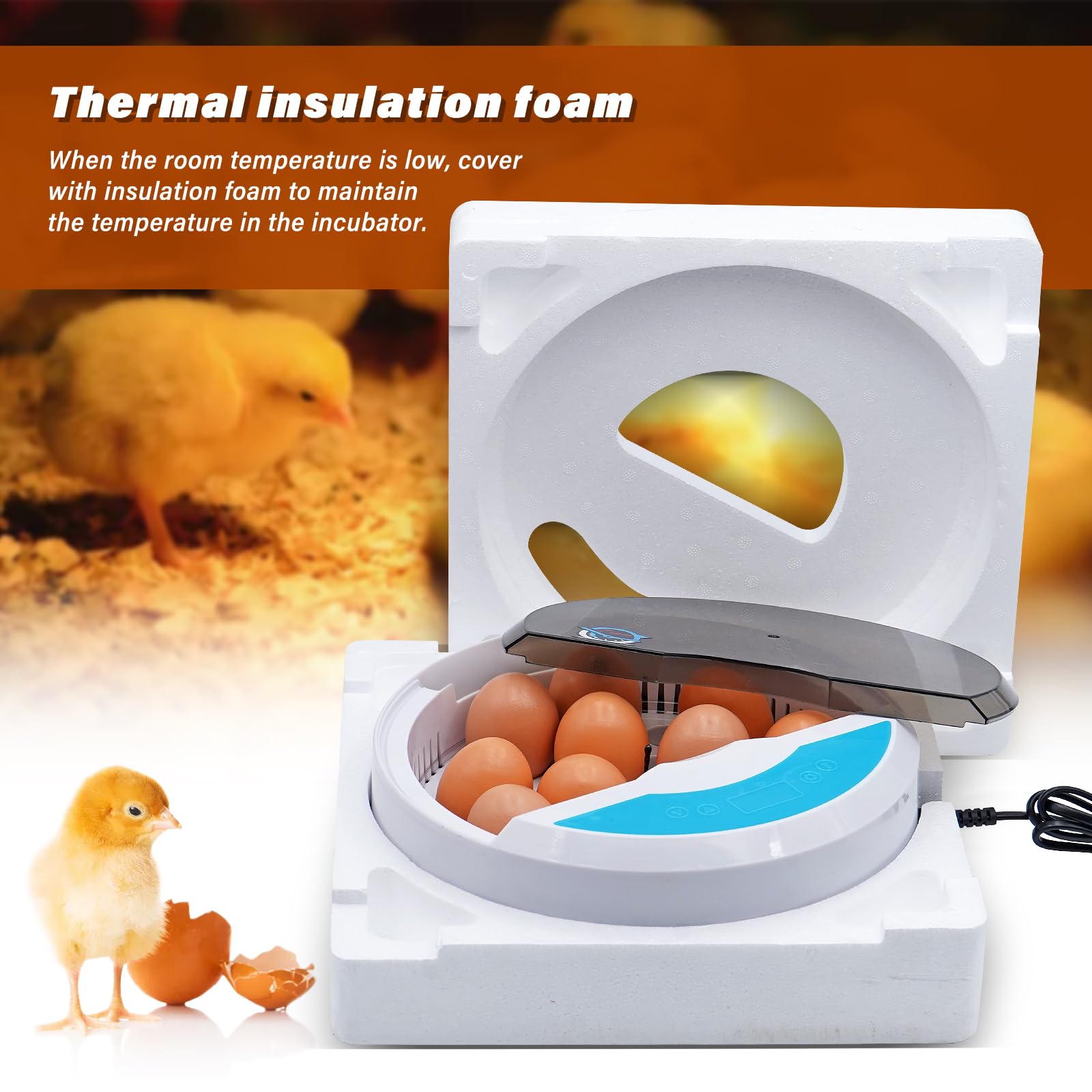 Mini 9 Huevos incubadora Chick con automático de Temperatura y Pantalla Digital LED incubadora Tortuga para Aves de Corral Reptil Regalo para niños