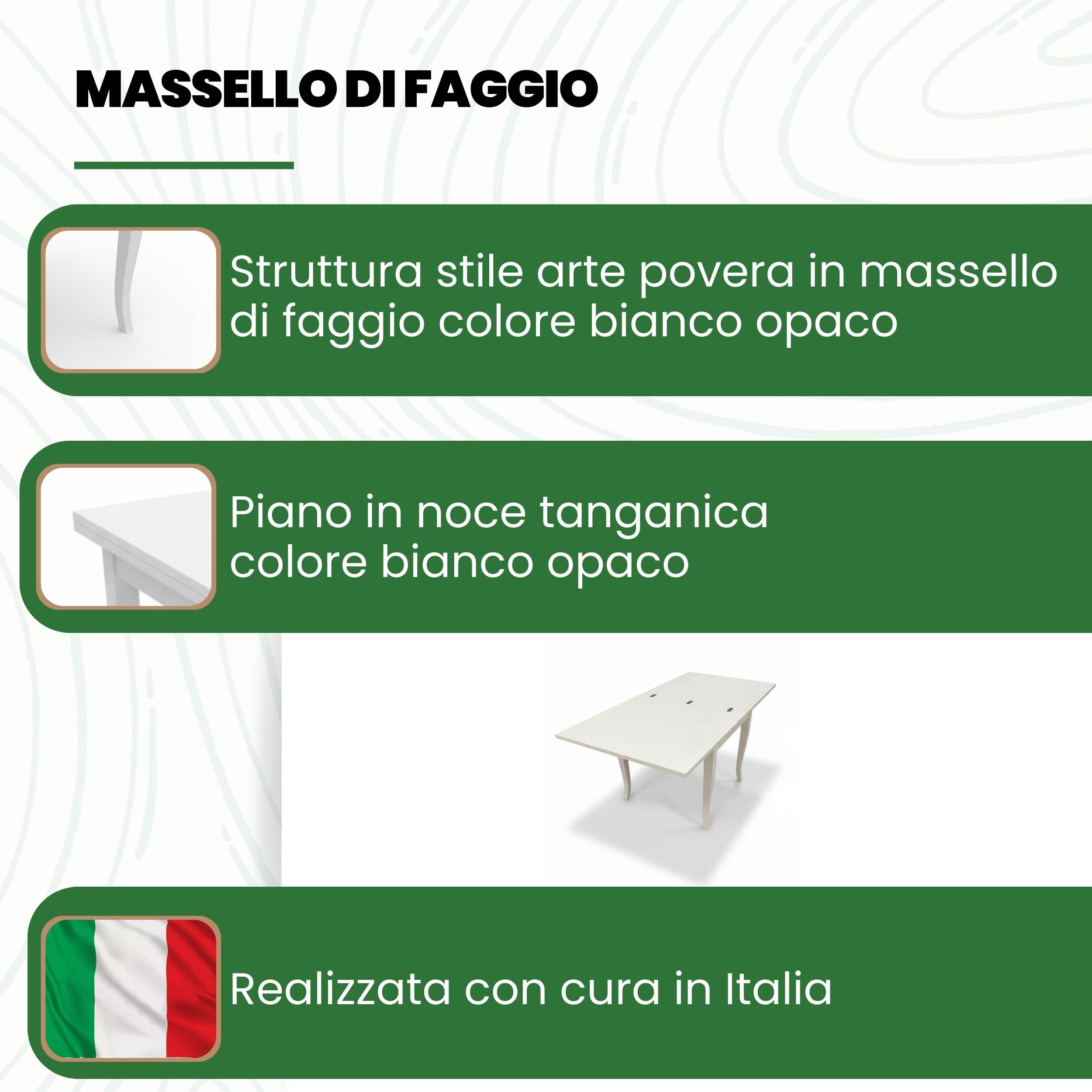 Mar.c.a. Design - Tavolo Quadrato a Libro da 90 a 180 cm con Gambe a Sciabola - Tavolo in Legno Massello 90x90x78 cm - Arte Povera Made in Italy