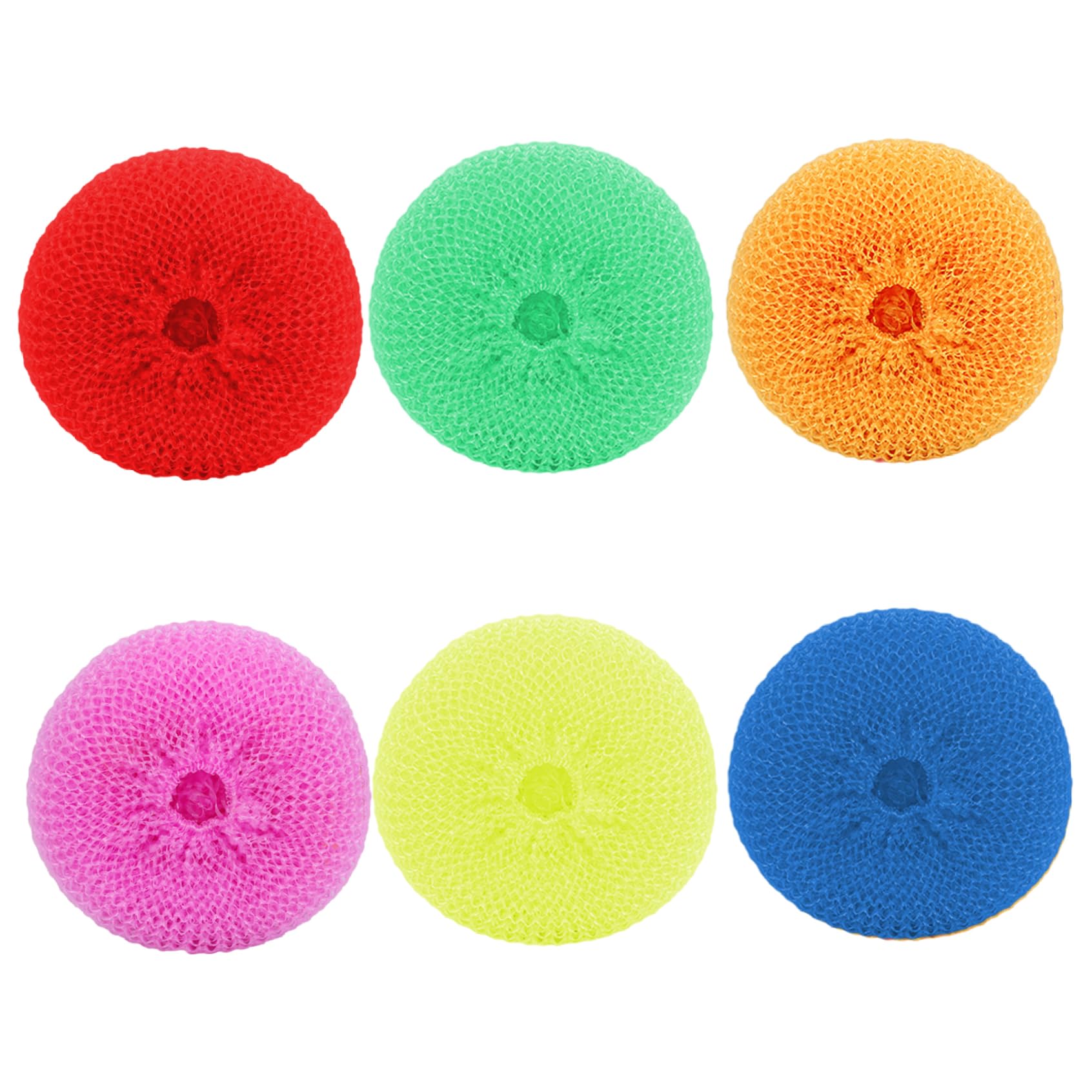Vervevum 6Pcs Dish Washing Scrubbers, Multicolored Round Plastic Dish Scrubber Anti-Scratch Scouring Pads for Cleaning Pots, Plates, Bowels, Scrubber