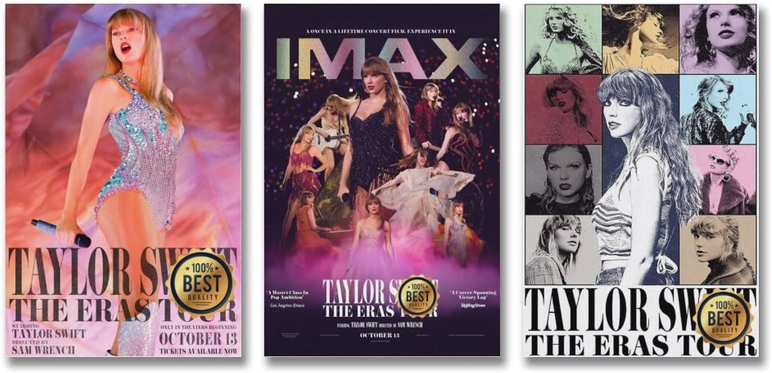 The Eras Tour Poster World Tour Movie Posters for Room Aesthetic Canvas Wall Art for Teens Room Decor 12x18inch(30x45cm)-3pcs