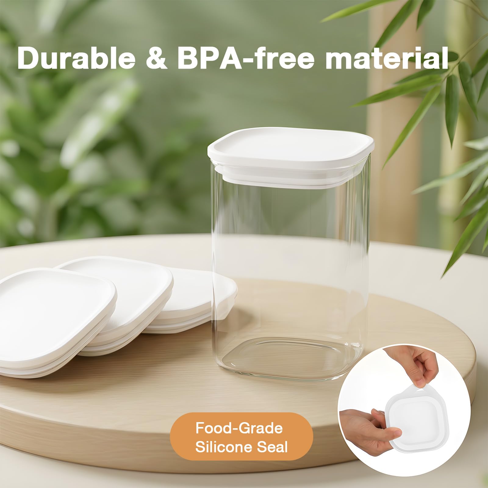 Cozary Tarros de Cristal con Tapa Hermética 4 pcs 1100ML, Botes de Cristal sin BPA, Frascos de Vidrio Aptos Lavavajillas, Botes Cocina Almacenaje para Pasta, Café, Arroz