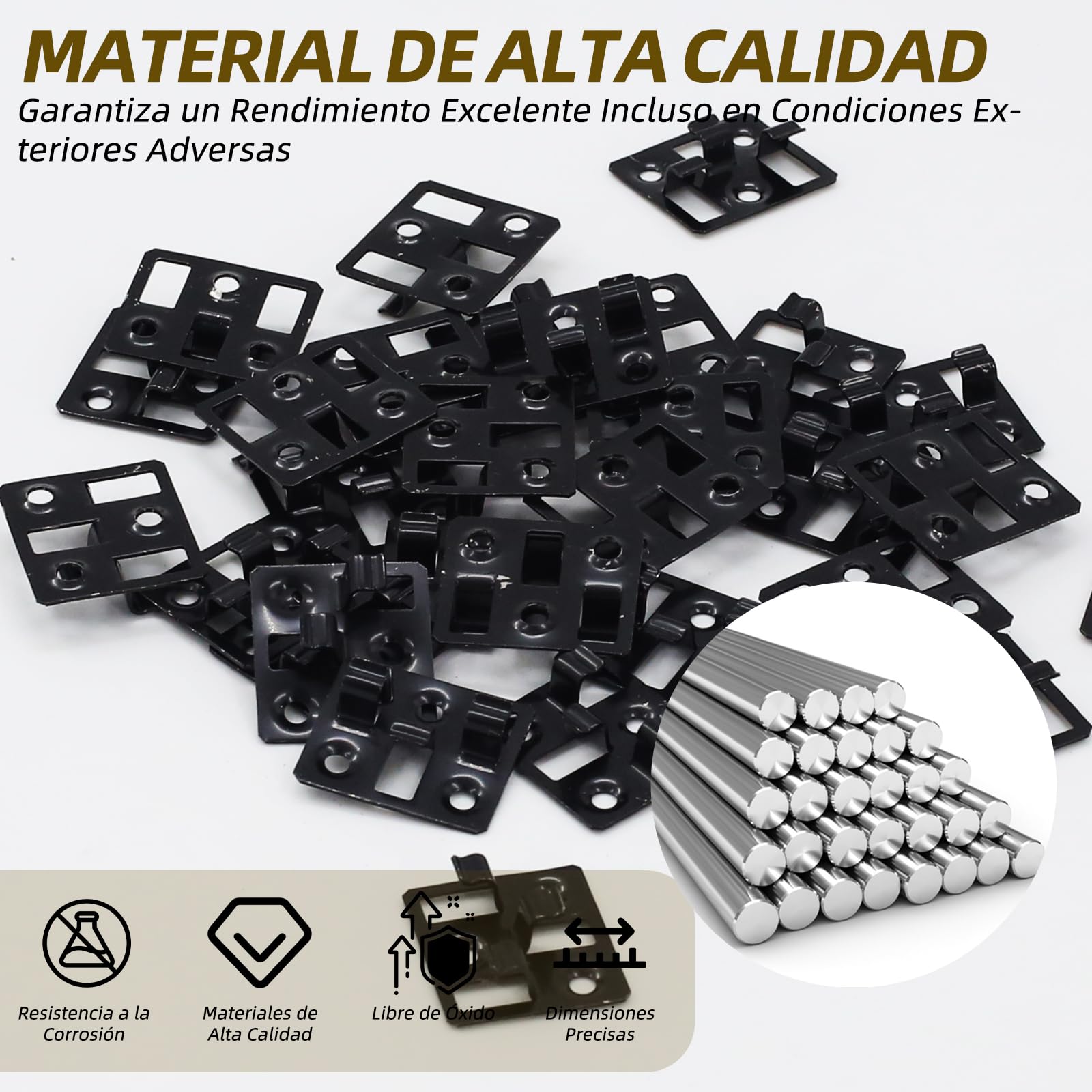 Clips de suelo WPC, fijaciones ocultas de acero inoxidable, adecuados para baldosas de suelo WPC y BPC, fijaciones de suelo de fácil montaje (100 clips, 100 tornillos, negro) (ranura de 5 mm de ancho