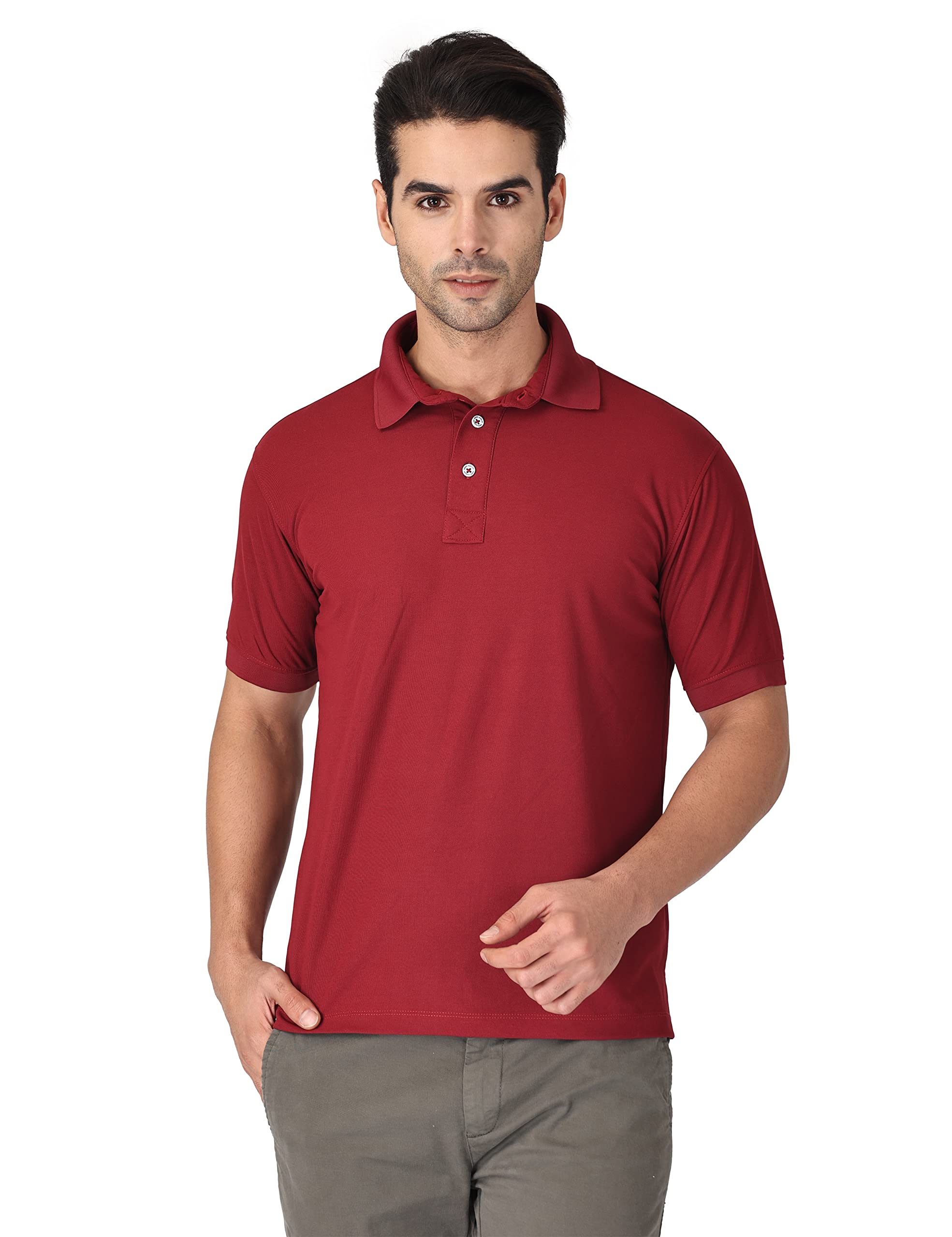 SUPER HUSTLER Maroon Polo T Shirt for Men
