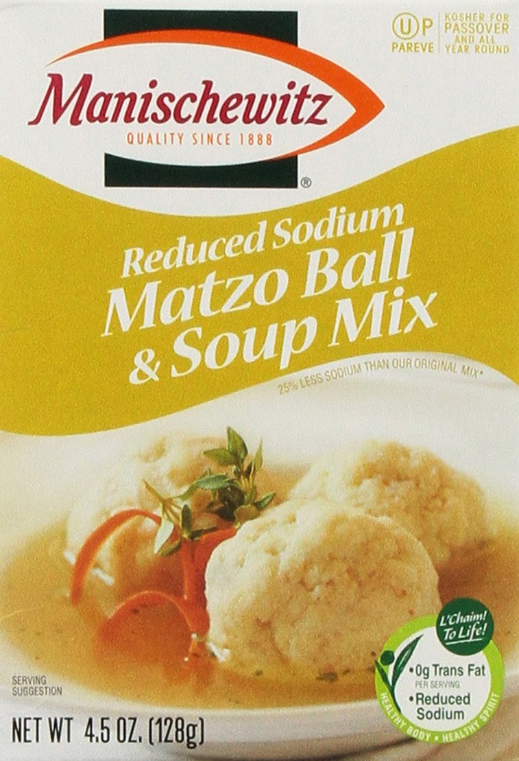 MANISCHEWITZ Reduced Sodium Matzo Ball & Soup Mix, 4.5-Ounce Boxes (Pack of 6)