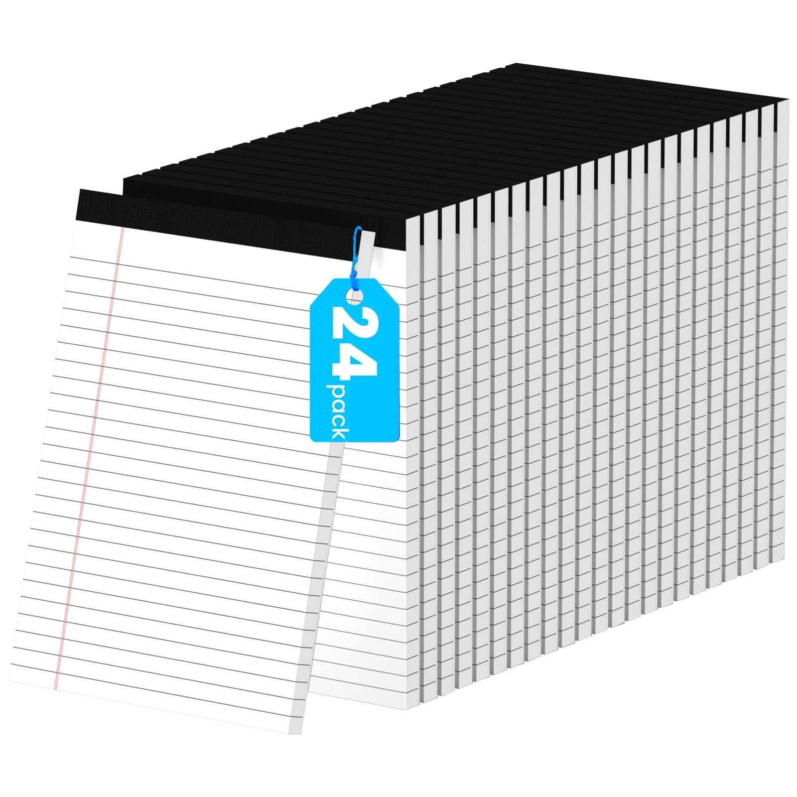 24 Pack Notepads 5x8 Small Legal Pads Narrow College Ruled 30 Sheets Pack Perforated Notebook - White Note