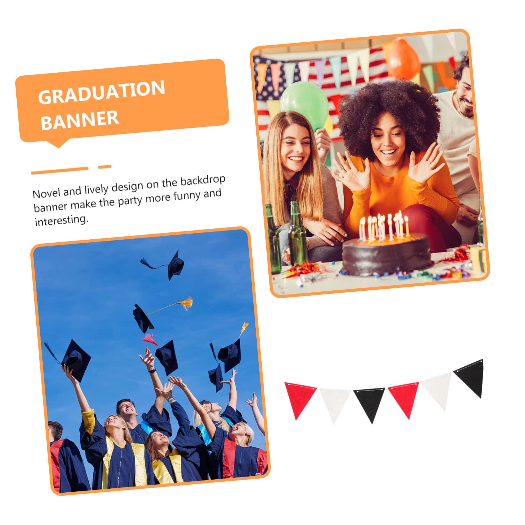 Hemobllo 4 Set Festone Per Laurea Bandiere Decorativa Non Per Feste E Sfondo Fotografico 2 Pezzi*4