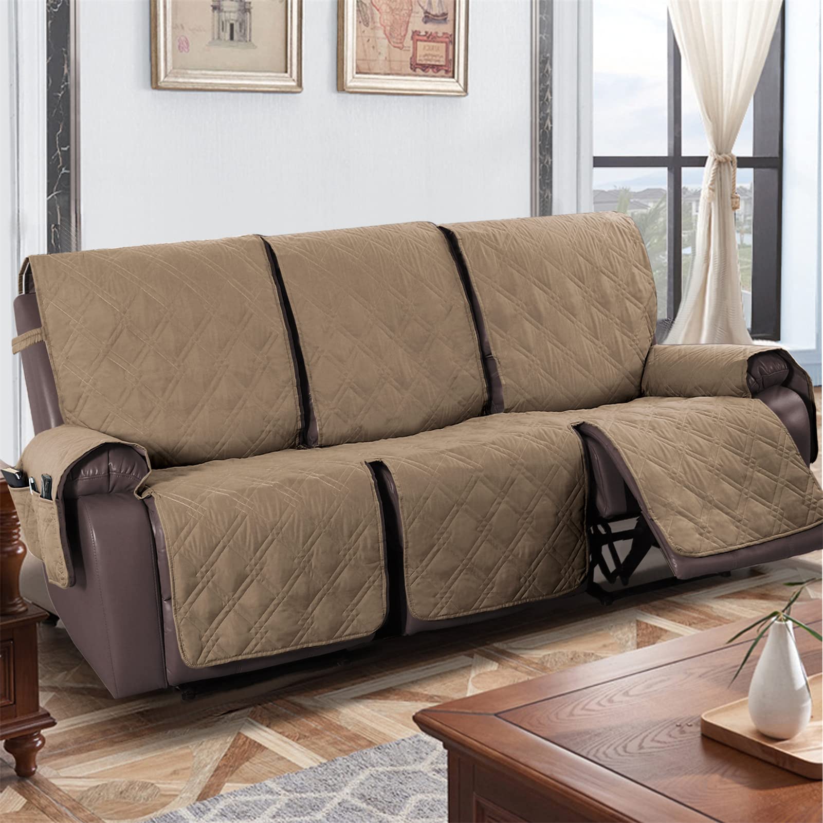 Copripoltrona Relax Reclinabile impermeabile al 100%, Copridivano Reclinabile, Copertura Salvadivano per Poltrona Antiscivolo Antivegetativa per Protezione Divano (Talpa,3 Posti)