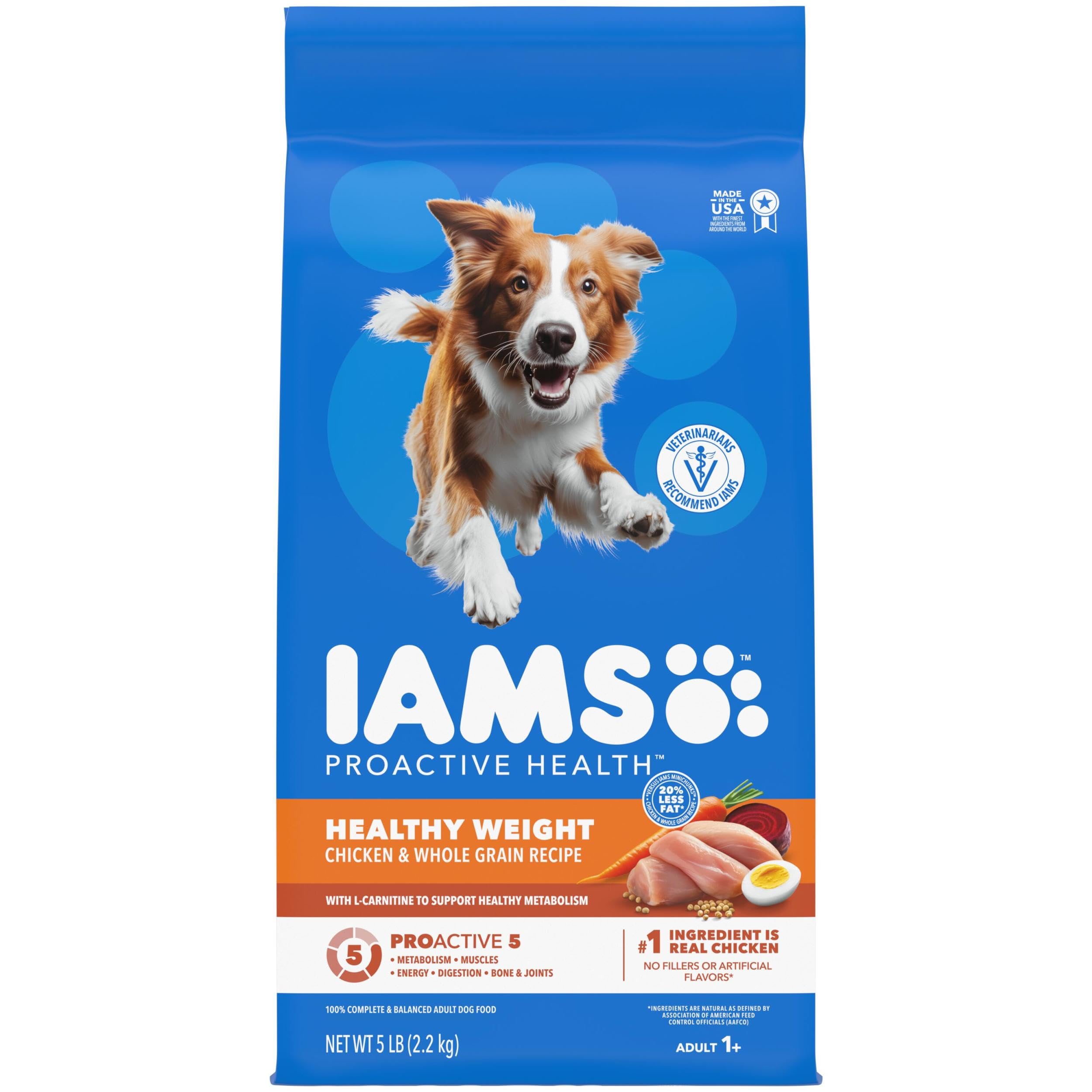 IAMS Proactive Health Healthy Weight Adult Dry Dog Food Chicken & Whole Grain Recipe, 5 lb. Bag