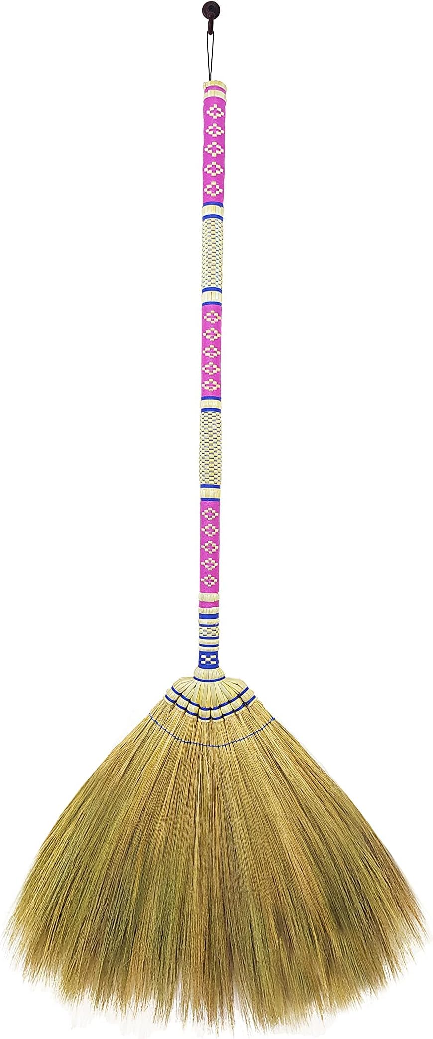 40 inch Tall of Asian for Cleaning Tile Floor,Soft bristles,Long Handle Hand Grip The Reed Tree with Grass , Design for Sweeper Garbage Dust ,Vintage ,Durable Indoor & Outdoor