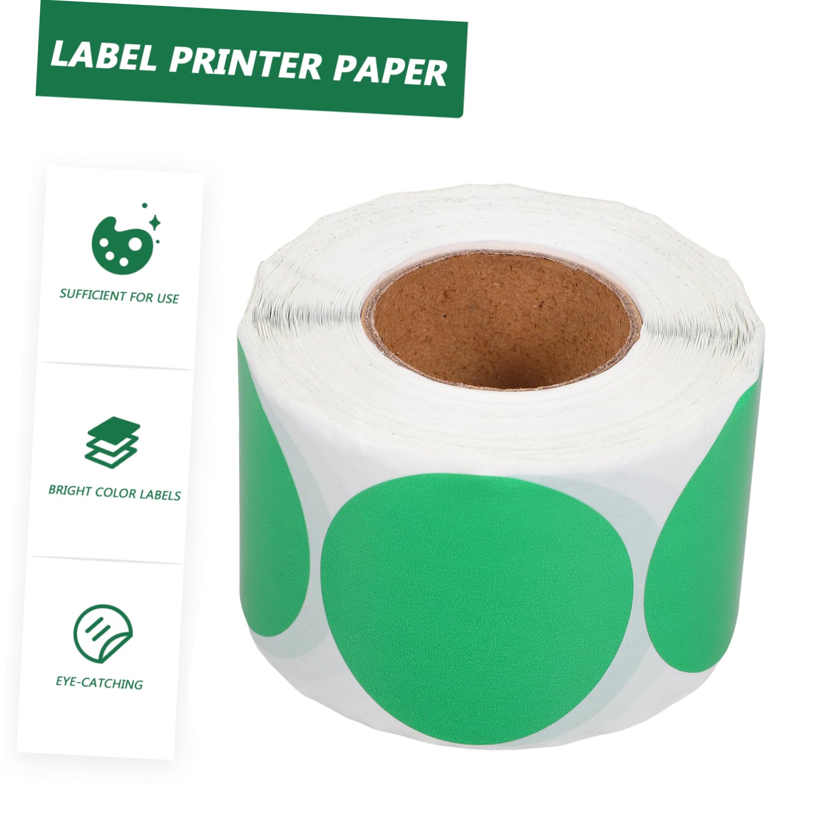 VILLCASE 5 Rouleaux Autocollant Étiquettes Thermiques Rondes Étiquette à Pois Ronds Point De Code Stickers Planche Imprimante D'étiquettes Thermique Étiquettes Alimentaires Étiqueteuse Bacs