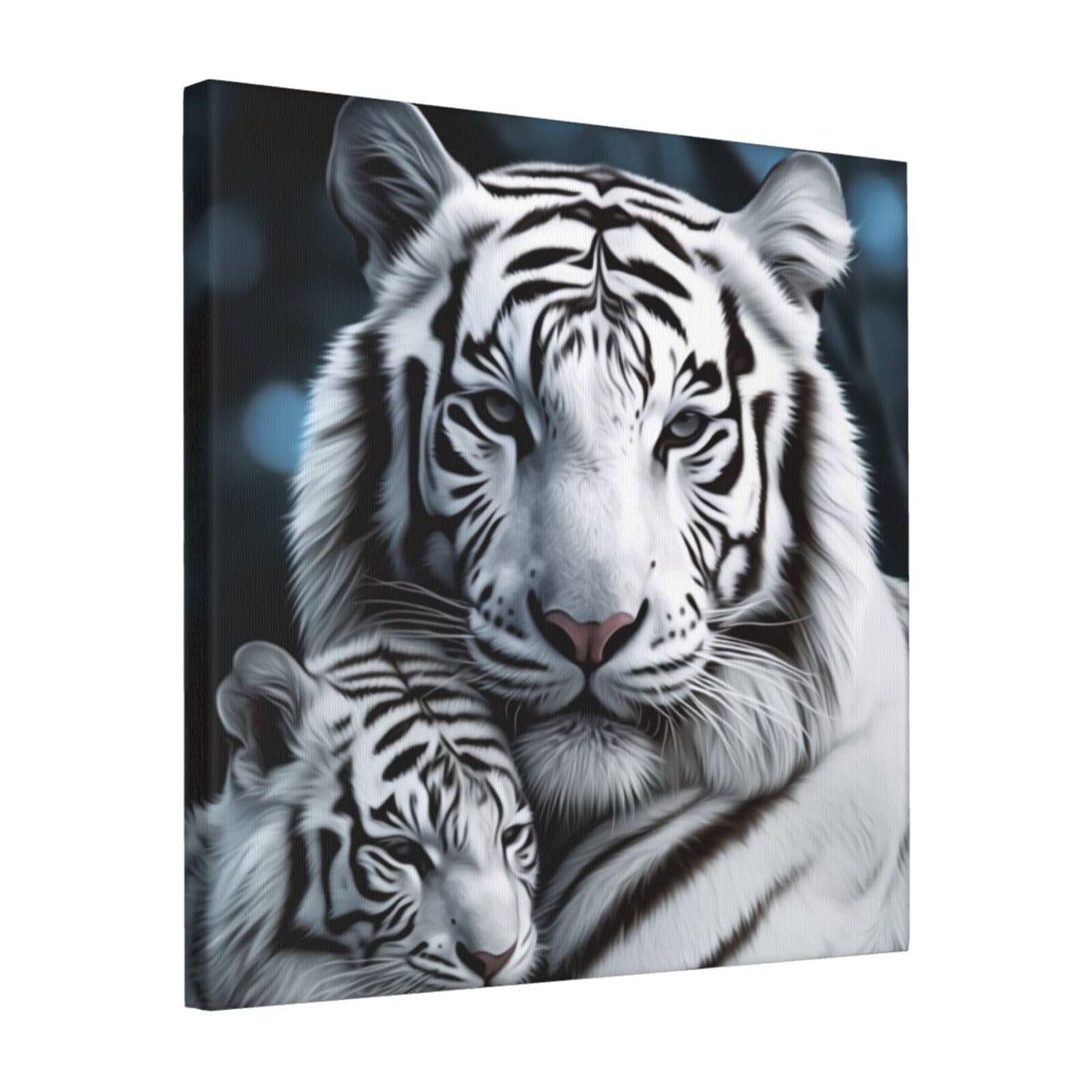 KLOPH White Tiger Canvas Wall Art for Living Room 16"x16" Modern Artwork Painting for Bathroom Hanging Canvas Prints Aesthetic Wallart for Bedroom Kitchen Office Wall Decor