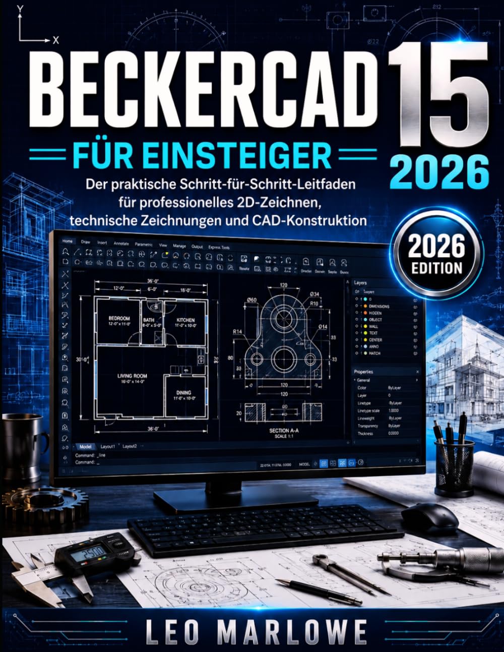 BECKERCAD 15 FÜR EINSTEIGER 2026: Der praktische Schritt-für-Schritt-Leitfaden für professionelles 2D-Zeichnen, technische Zeichnungen und CAD-Konstruktion
