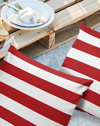 Miniatura 2 de Fundas de almohada de exterior impermeables de 18 x 18 pulgadas, fundas de almohada de poliéster con rayas blancas y negras, fundas decorativas para