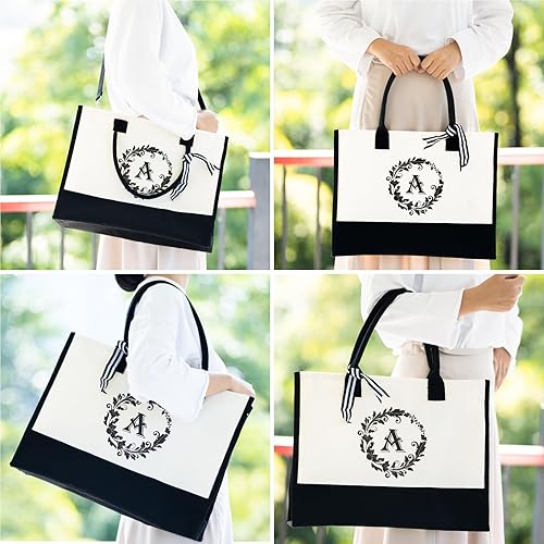 Miniatura 5 de Regalos para el Día de la Madre bolsas de lona con iniciales y maquillaje con correa ajustable, regalos de cumpleaños para el día de la madre para